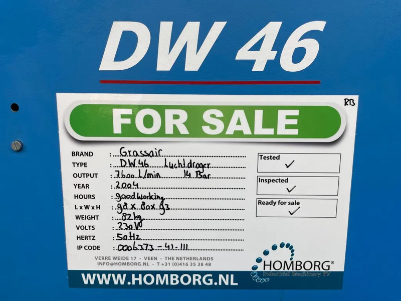 Air compressor Grassair Luchtdroger DW46 - 7600 L/min 14 Bar: picture 6 Air compressor Grassair Luchtdroger DW46 - 7600 L/min 14 Bar: picture 6