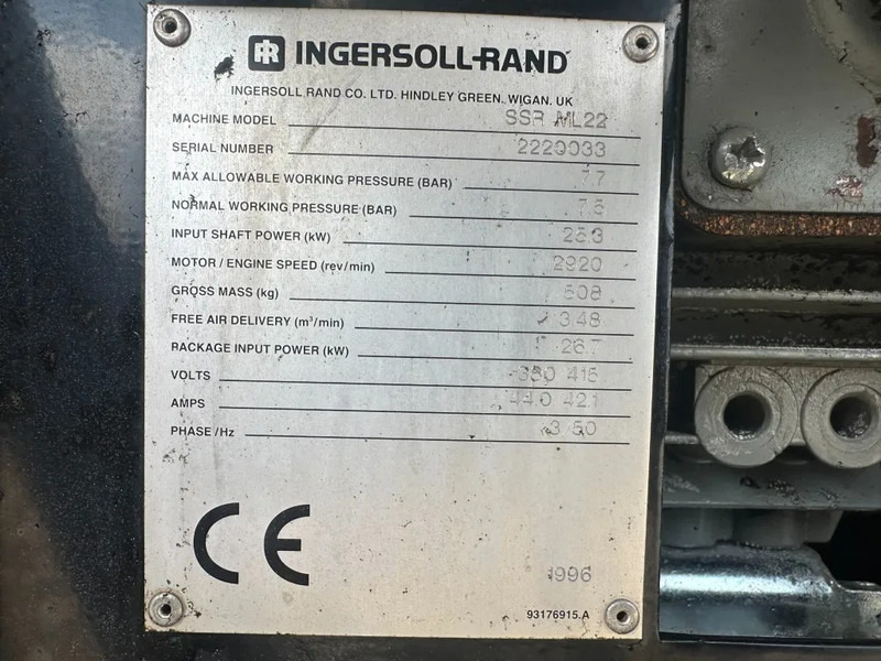 Ingersoll Rand SSR ML22 Elektrische Schroefcompressor 25 kW 3480 L / min 7.5 Bar - Air compressor: picture 4 Ingersoll Rand SSR ML22 Elektrische Schroefcompressor 25 kW 3480 L / min 7.5 Bar - Air compressor: picture 4