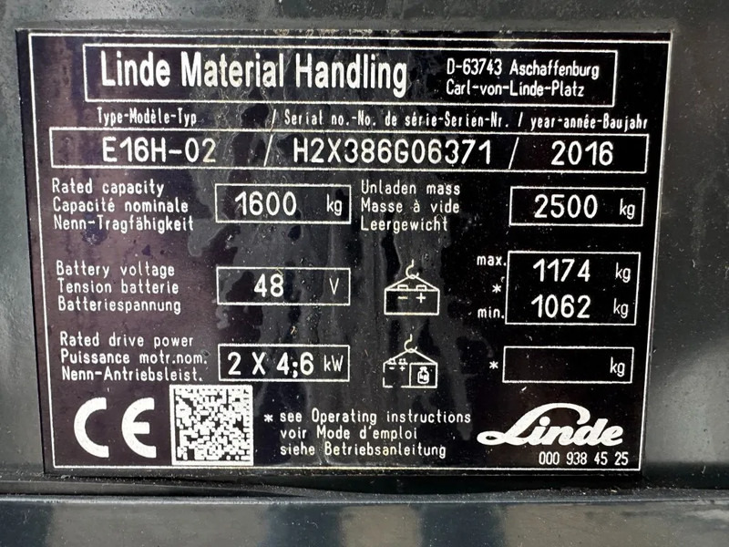 Linde E16H-02 1.6 ton Triplex Freelift Sideshift Elektra Heftruck 2016 - Electric forklift: picture 4 Linde E16H-02 1.6 ton Triplex Freelift Sideshift Elektra Heftruck 2016 - Electric forklift: picture 4