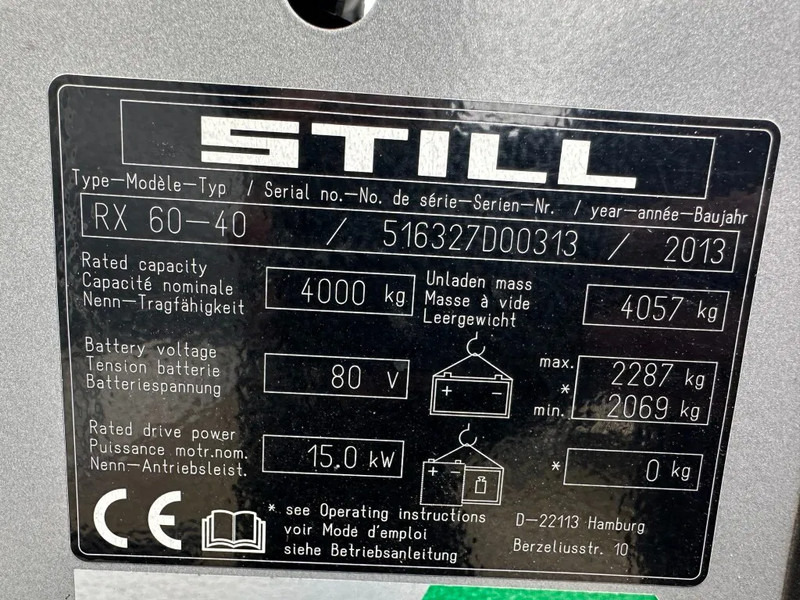 Still RX 60-40 4 ton Duplex Sideshift Positioner Elektra Heftruck accu 2023 - Electric forklift: picture 5 Still RX 60-40 4 ton Duplex Sideshift Positioner Elektra Heftruck accu 2023 - Electric forklift: picture 5