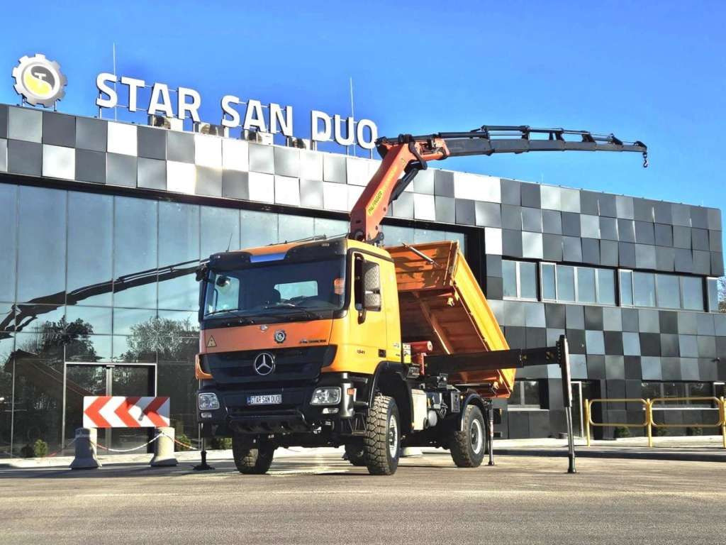 Mercedes-Benz ACTROS 1841 4x4 PALFINGER PK 22002 CRANE KIPER - Crane truck, Tipper: picture 1 Mercedes-Benz ACTROS 1841 4x4 PALFINGER PK 22002 CRANE KIPER - Crane truck, Tipper: picture 1