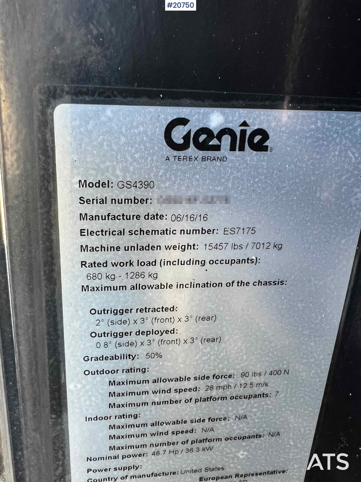 Scissor lift Genie GS4390: picture 34