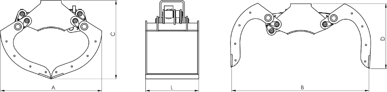 Clamshell bucket withouth side-walls BV-MR 205 - Clamshell bucket for Loader crane: picture 4 Clamshell bucket withouth side-walls BV-MR 205 - Clamshell bucket for Loader crane: picture 4