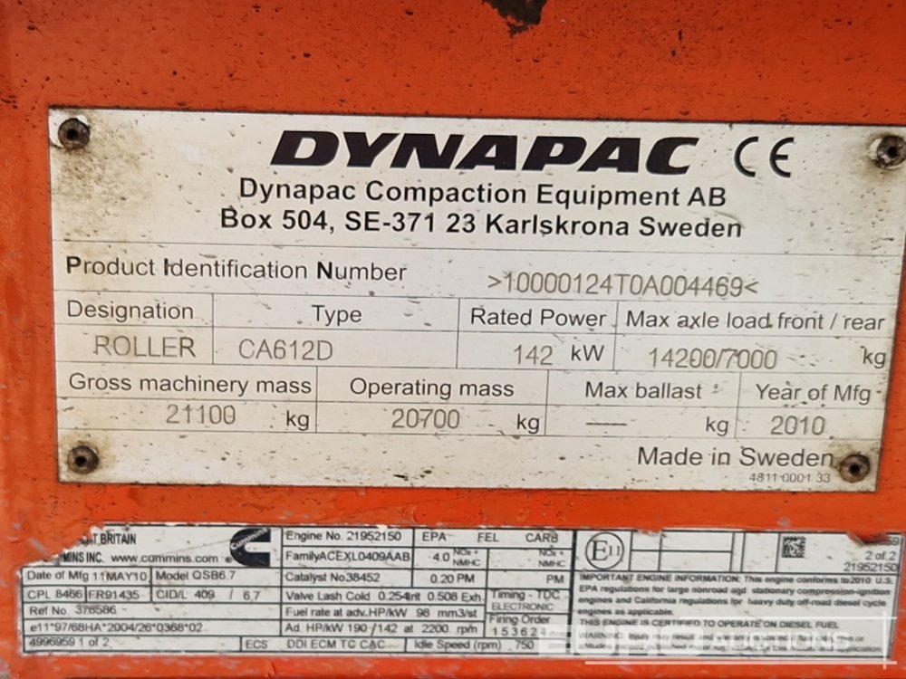 Roller 2010 Dynapac CA612D: picture 30