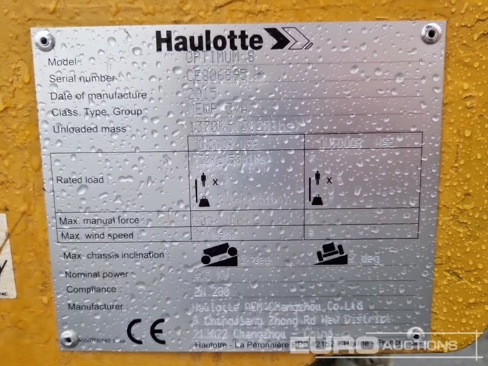 Scissor lift 2015 Haulotte Optimum 8: picture 22