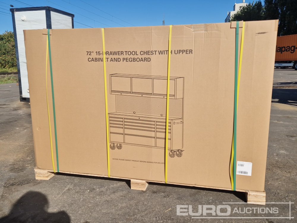Unused 72" 15 Drawer Tool Cabinet with Peg Board - Workshop equipment: picture 1 Unused 72" 15 Drawer Tool Cabinet with Peg Board - Workshop equipment: picture 1