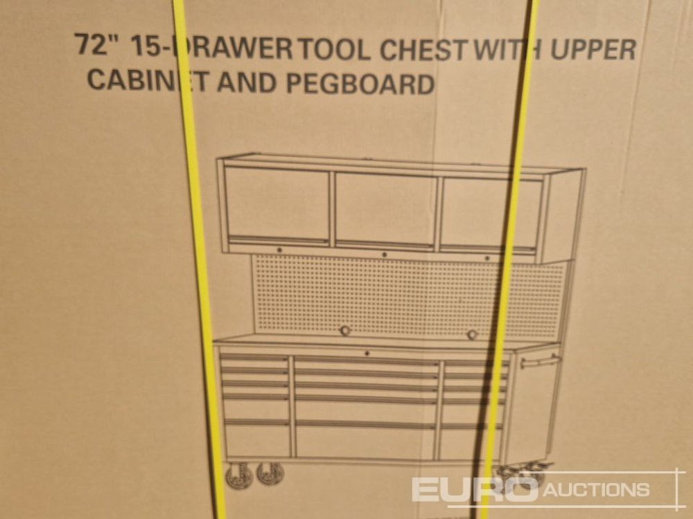 Unused 72" 15 Drawer Tool Cabinet with Peg Board - Workshop equipment: picture 2 Unused 72" 15 Drawer Tool Cabinet with Peg Board - Workshop equipment: picture 2