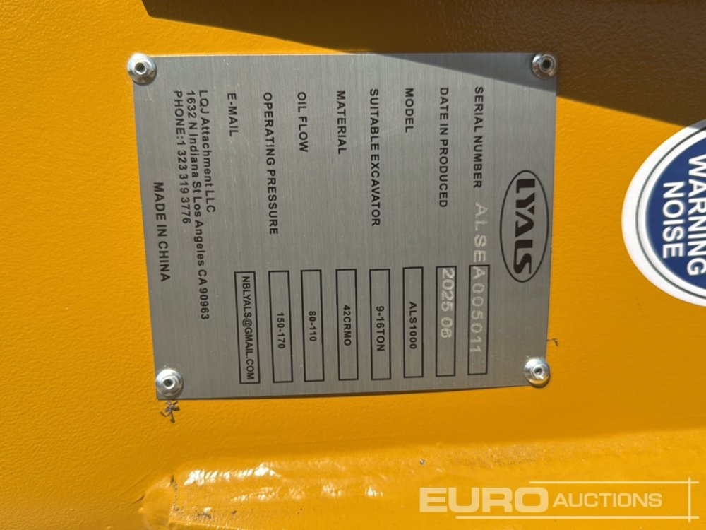 Hydraulic hammer Unused 2025 Lyals ALS1000: picture 8
