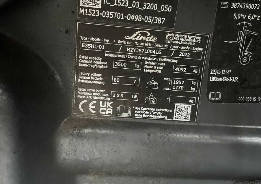 Linde E35HL-01 - Electric forklift: picture 4 Linde E35HL-01 - Electric forklift: picture 4