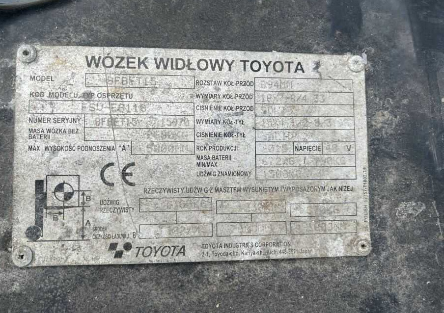 Toyota 8FBET15 - Electric forklift: picture 4 Toyota 8FBET15 - Electric forklift: picture 4