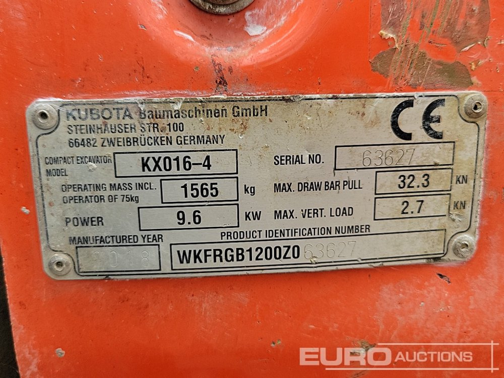 Mini excavator 2018 Kubota KX016-4: picture 45