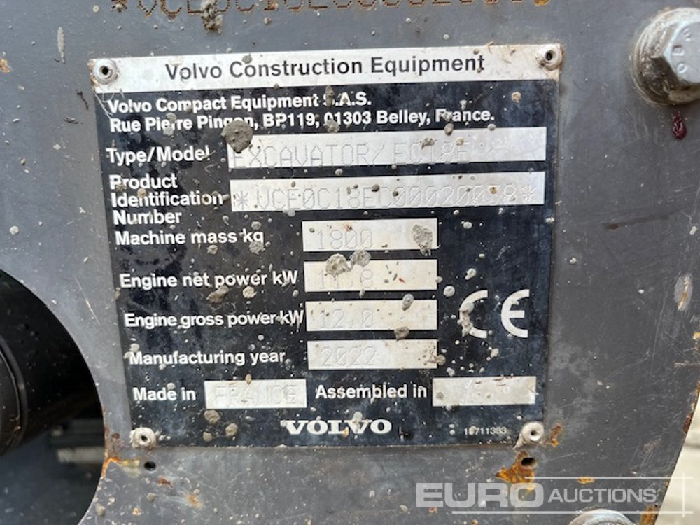 2022 Volvo EC18D - Mini excavator: picture 3 2022 Volvo EC18D - Mini excavator: picture 3