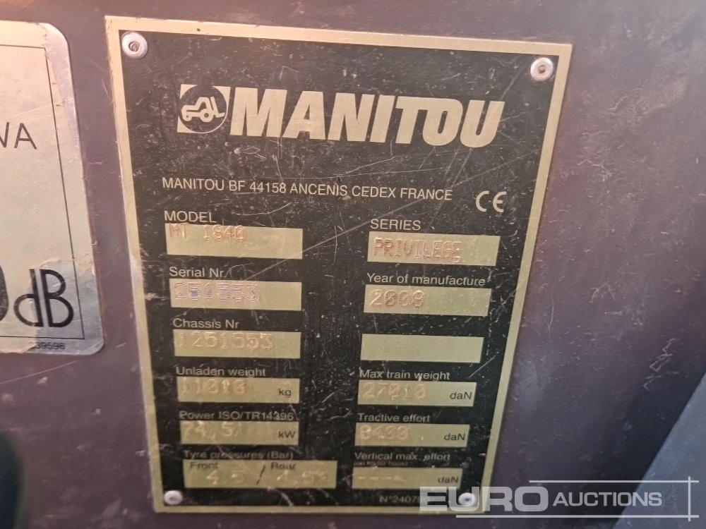 Telescopic handler Manitou MT1840: picture 45