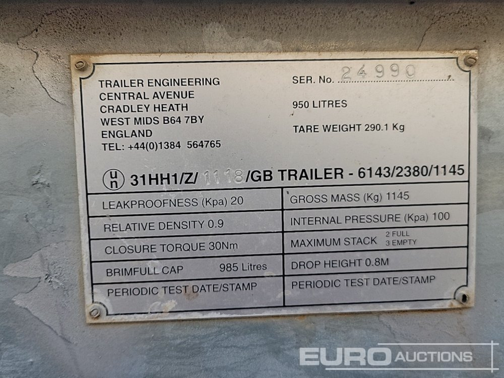 Storage tank Trailer Engineering 950 Litre Static Bunded Fuel Bowser: picture 15