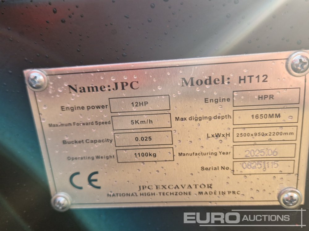 Unused 2025 JPC HT12 - Mini excavator: picture 2 Unused 2025 JPC HT12 - Mini excavator: picture 2