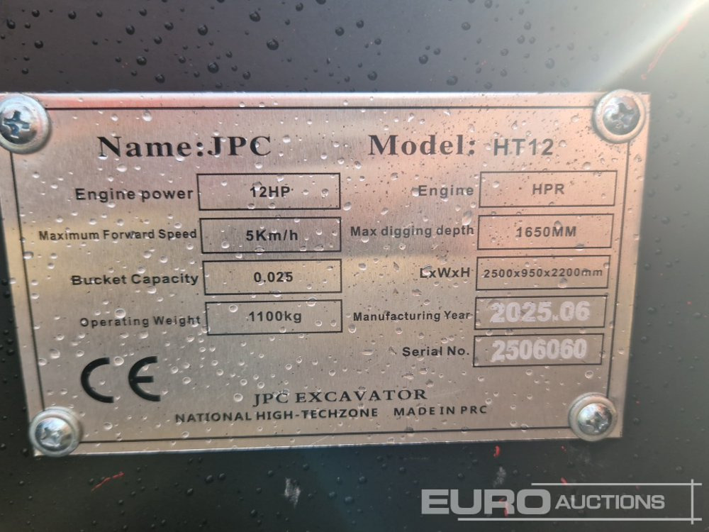 Unused 2025 JPC HT12 - Mini excavator: picture 2 Unused 2025 JPC HT12 - Mini excavator: picture 2