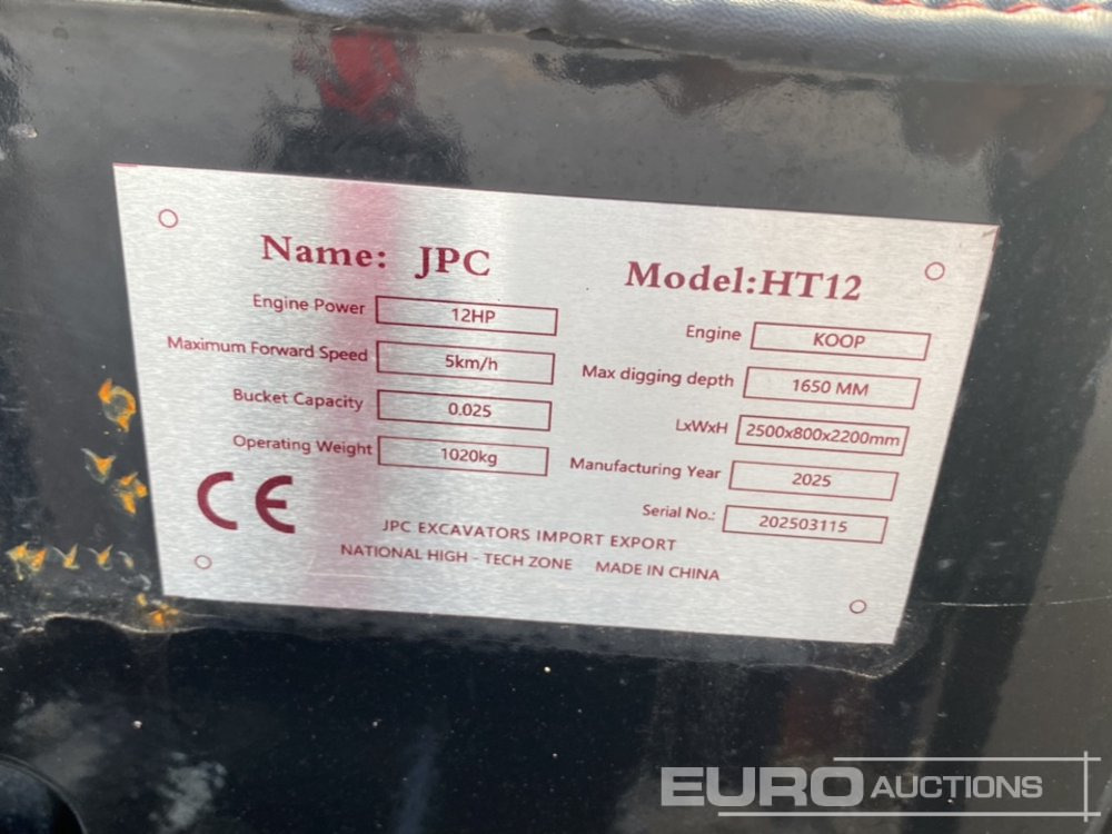 Unused 2025 JPC HT12 - Mini excavator: picture 2 Unused 2025 JPC HT12 - Mini excavator: picture 2