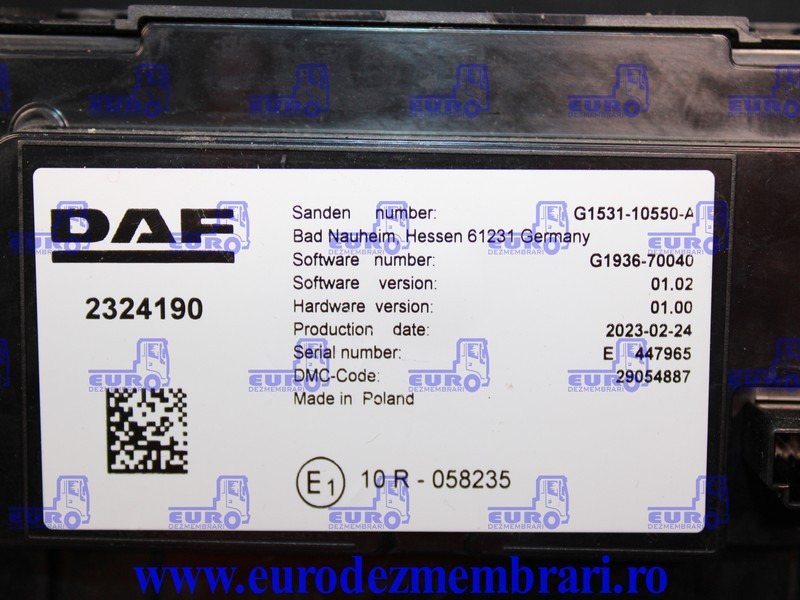 ELEMENT BORD COMANDA CLIMA DAF XF XG 2324190, 2295570 - Dashboard for Truck: picture 4 ELEMENT BORD COMANDA CLIMA DAF XF XG 2324190, 2295570 - Dashboard for Truck: picture 4